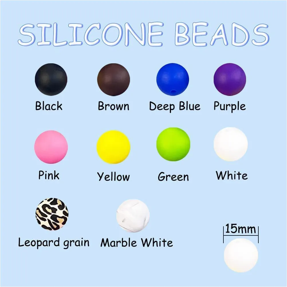 

100Pcs Silicone Beads Bulk Colored Round Jewelry Making Beads DIY Crafts Bracelet Necklace Keychain Pacifier Clip Accessories