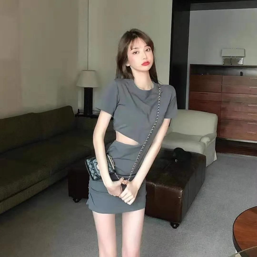 Sexy Hollow Tight Dress Korean Style Perforated Base Skirt One-Step Skirt Stylish Design Base Skirt for Women