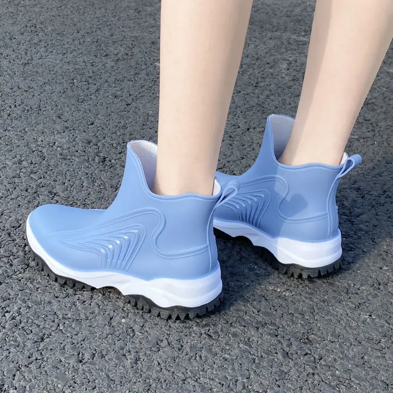 2023 Spring New Fashion Water Shoe Luxury Rain Boots For Women Short Rubber Rainshoes Ladies Waterproof Ankle Rainy Boot