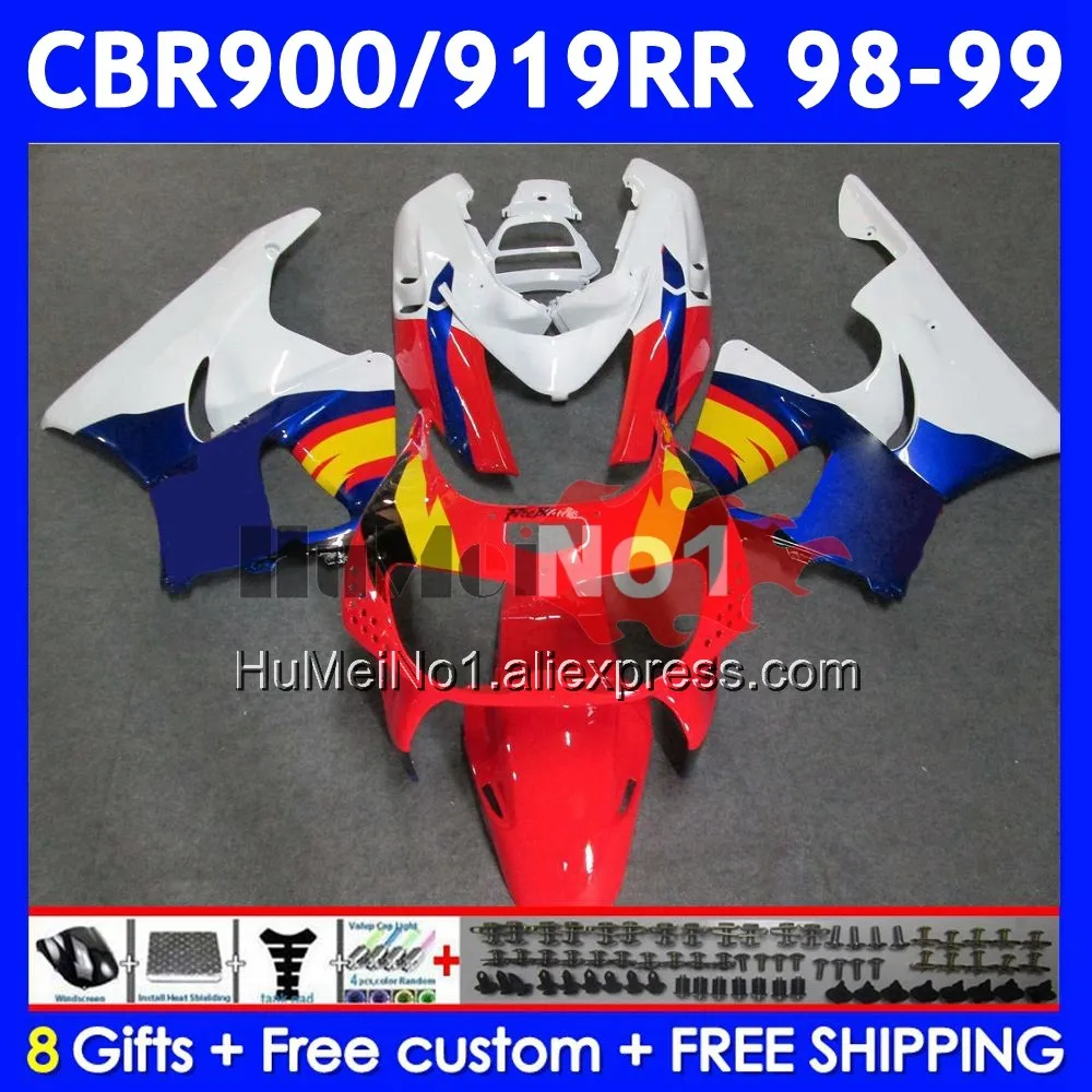 Body For HONDA CBR900RR CBR919RR 56No.20 CBR 919RR CBR900 RR CBR 919 RR CC 900RR 1998 1999 Red blue CBR919 RR 98 99 Fairing