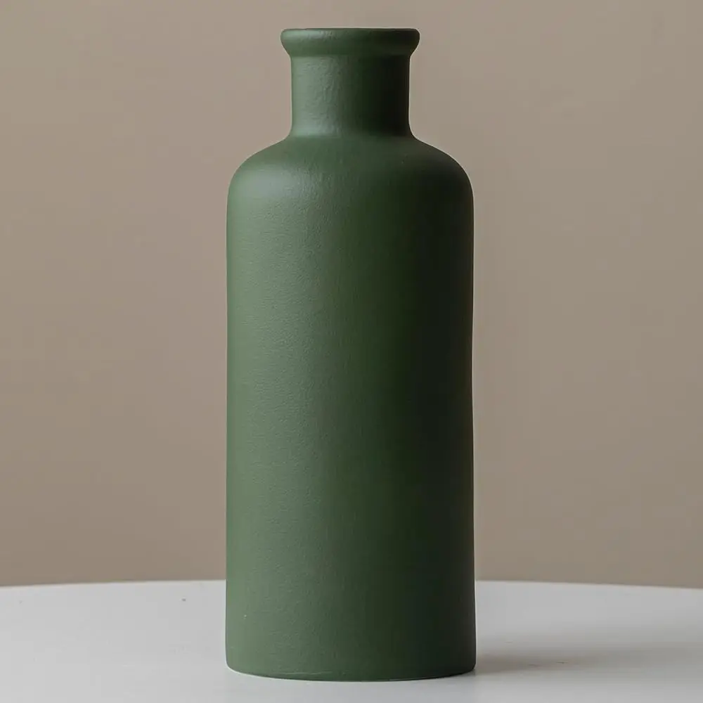 

Зеленая керамическая ваза для цветов, современная декоративная, высота 10 дюймов, ширина 4 дюйма, в стиле фермерского дома, для пампасной травы, L