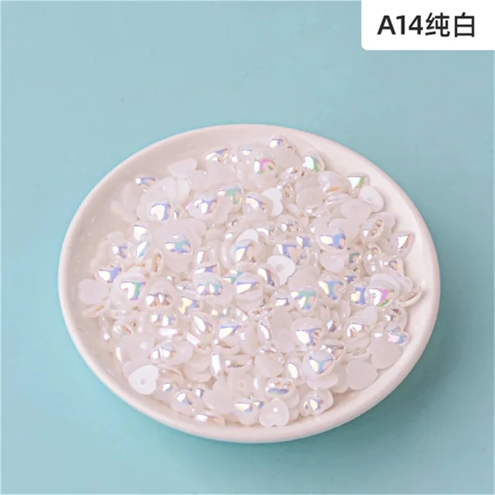 3-12mm various colors ABS flat heart beads AB color semicircular love pearl imitation DIY jewelry decoration accessories