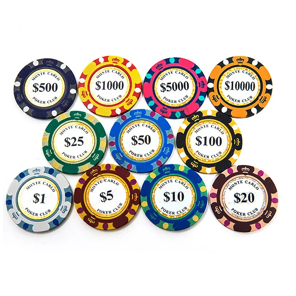 10 PCS Clay Chips 40mm Texas Hold'em Poker Chips Board Game Entertainment Chip Coins Family & Friends Party Game Coins