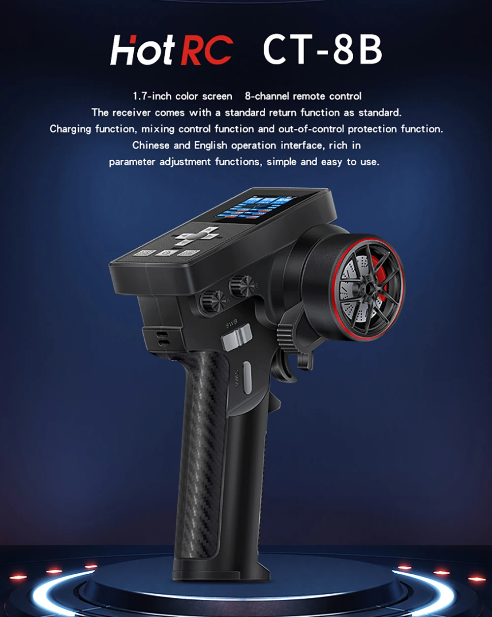 Nouveau transmetteur Radio HotRC CT-8B 8CH 300M 2.4GHz transmetteur numérique avec récepteur F08A télécommande pour voiture RC bateau Robot