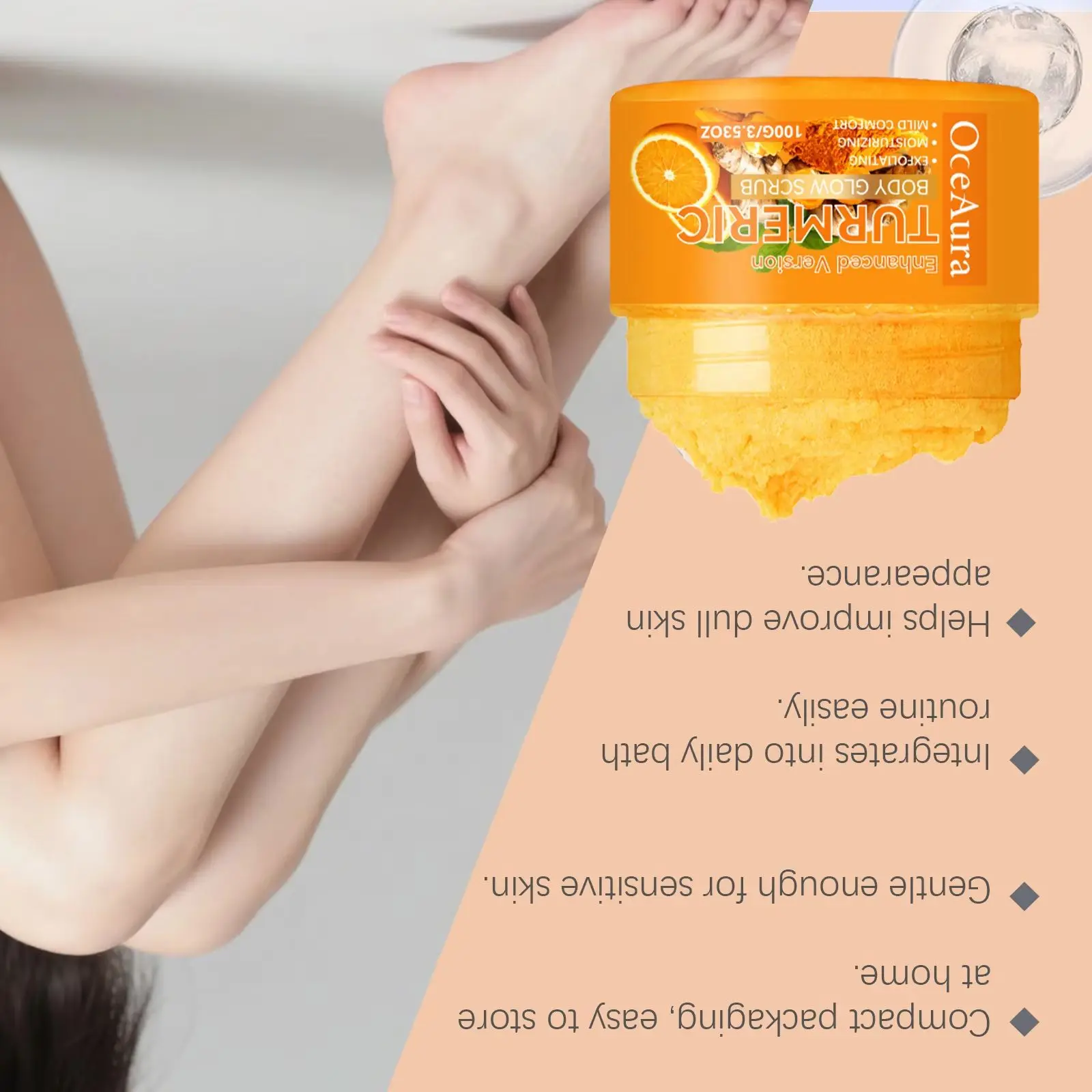Enhanced Brightening Turmeric Body Scrub Natural Formula Gentle Remove Dead Skin Hydrating Skin Smooth Boost Shower Exfoliating