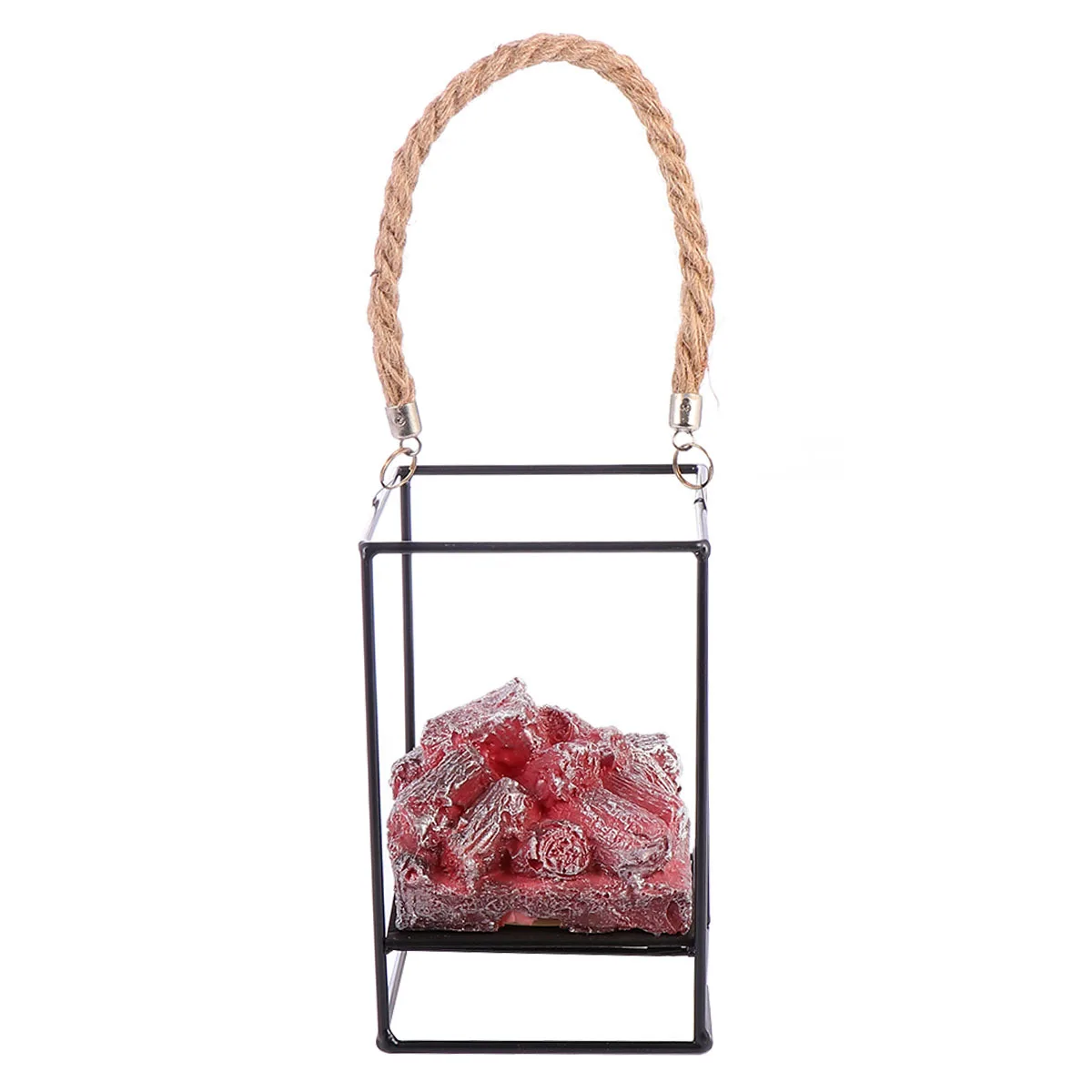 

1Pcs Operated Simulation Fireplace Light LED Charcoal Lantern Portable Hollow Decorative Lamp Festive Atmosphere