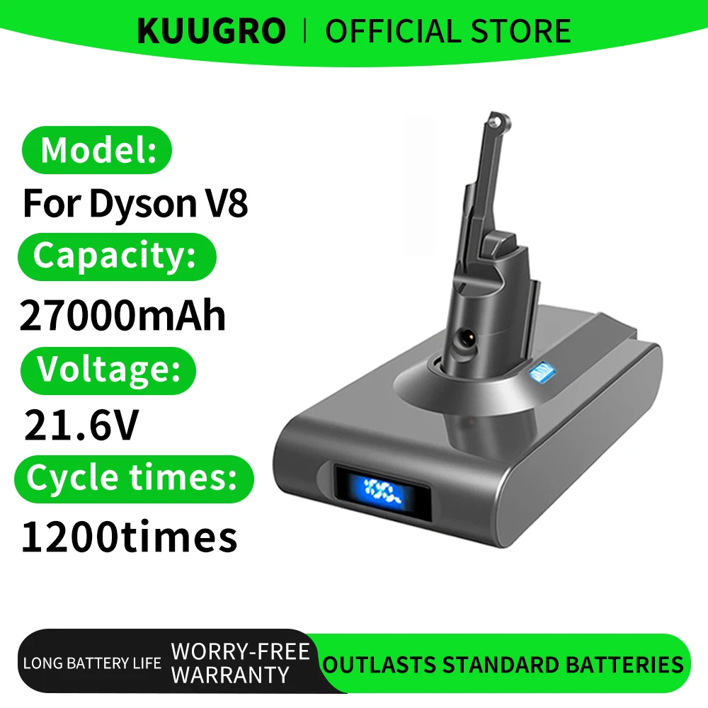 

Kuugro Real Capacity 4.5Ah 2.5Ah Replacement battery for Dyson V7 V8 Series SV11 SV10 Handheld Vacuum Cleaner Spare Batteries