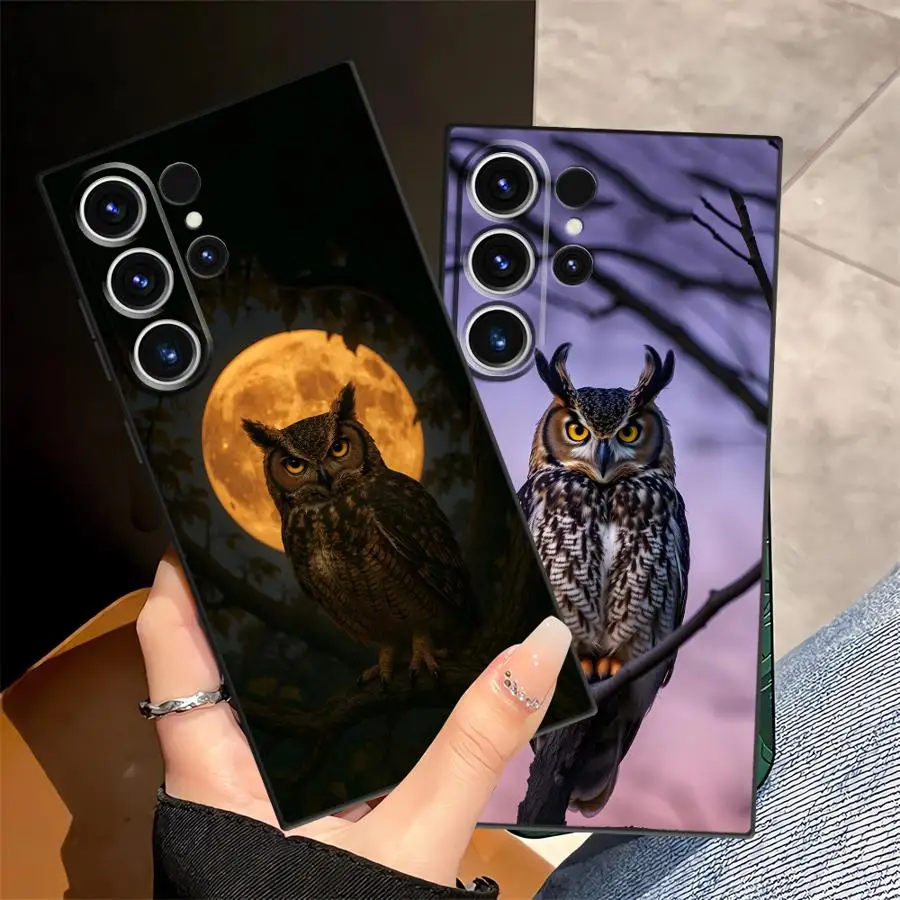 Funda Phone Cover Case for Samsung Galaxy S26 Ultra S20 Ultra Note 20 8 9 10 S23 S24 S21 FE S10 S9 S25 Plus Simple Owl view 2