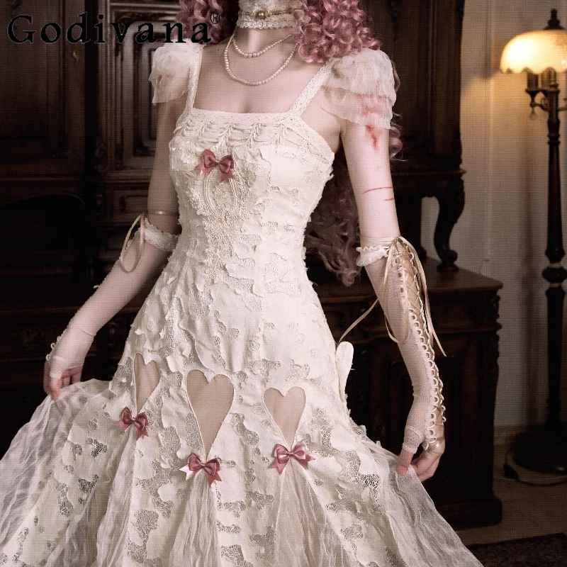 Abito da festa estivo senza maniche bianco Donna Blood Supply Love God Strap Abito lungo Carnevale per ragazze Abiti eleganti da compleanno