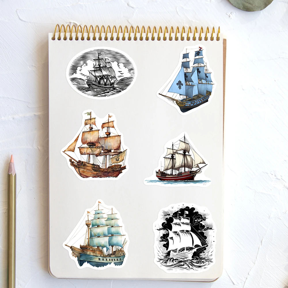 رسم المراكب الشراعية القراصنة السفينة ملصقات الاطفال DIY اللعب هدية الزخرفية صائق لسجل القصاصات غير المرغوب فيه الكمبيوتر المحمول الأمتعة زجاجات مقاوم للماء