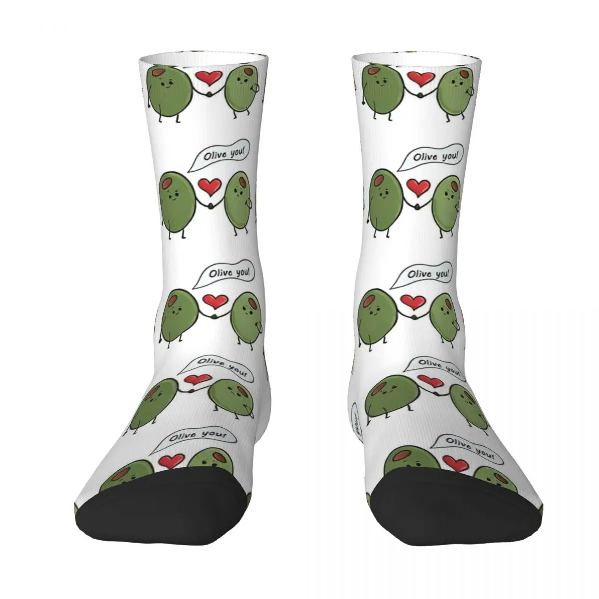 Winter Warm Funny Women Men Olive You Green Socks Be Happy Humor Funny Love Breathable Yoga Socks