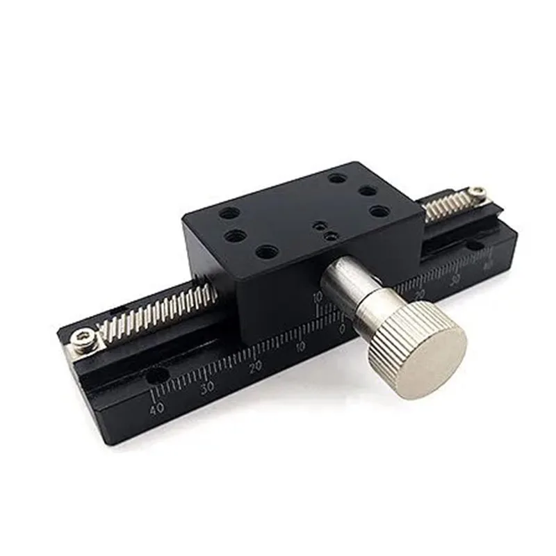 LWX40-L100 dovetail linear sliding table gear rack structure X axis manual fine adjustment stage 40x40mm