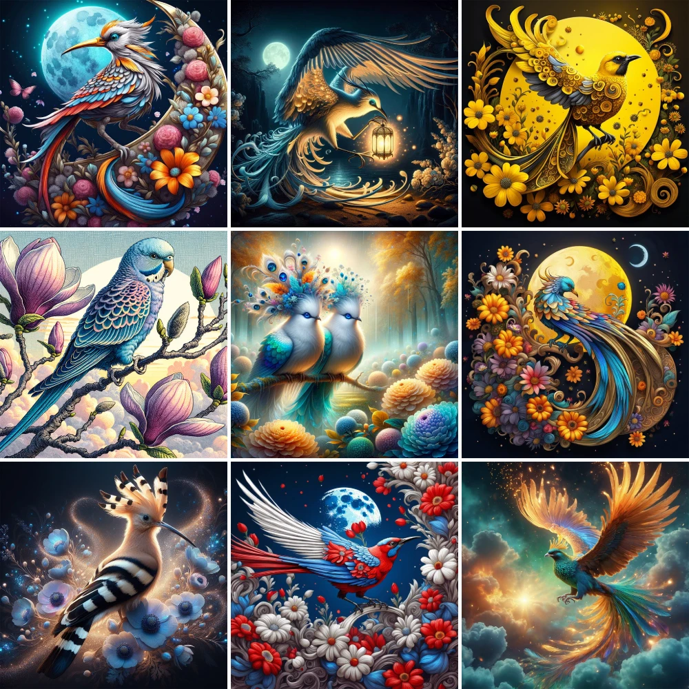 Fantasy Bird Printed Canvas Cross Stitch Embroidery Full Kit DMC Threads Craft Knitting Sewing Hobby Home Decor Package Magic