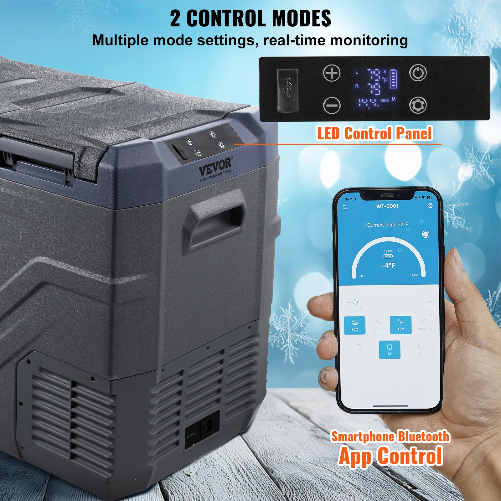 SucceBuy Car Refrigerator Dual Zone Portable Freezer Car Refrigerator Fridge Adjustable Range 12/24V DC and A Compressor Freezer