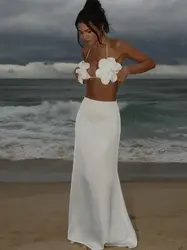 Sexy Hot Sale Flower Biquini Set Women Swimsuit With Skirt Strap Bikini Swimwear 2024 Autumn Holiday White Dress Bathing Suit