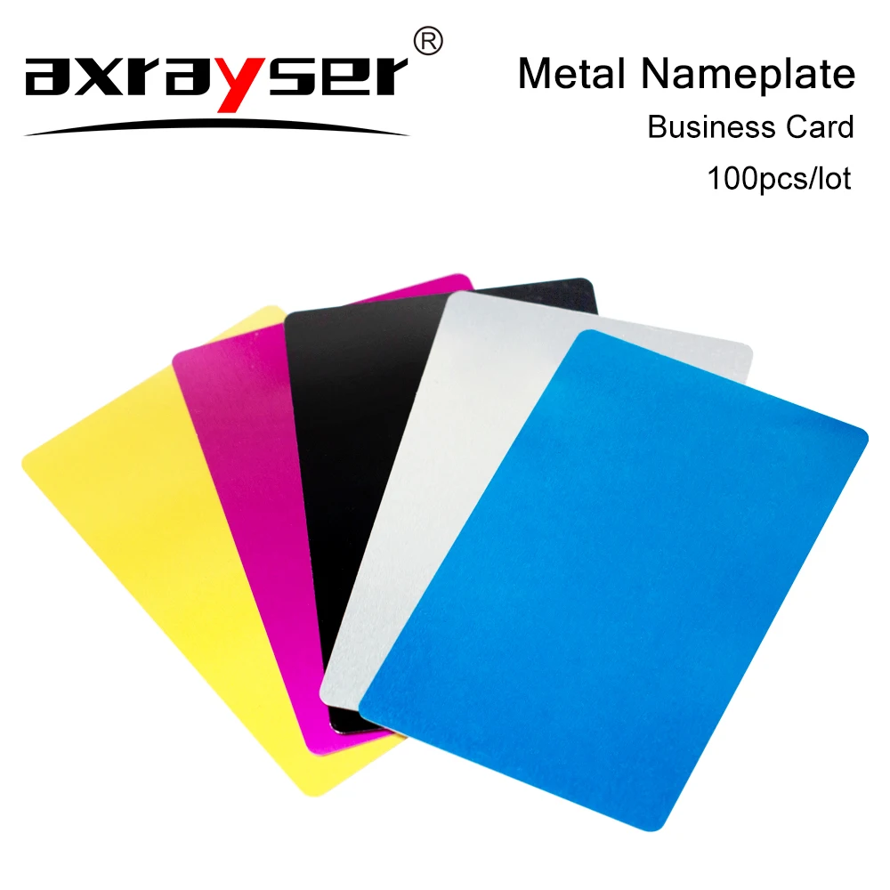 100 Stuks Metalen Visitekaartjes Naamplaatje Multicolor Aluminium Legering Materiaal Voor Lasermarkering Machine Co2 Laser Marker