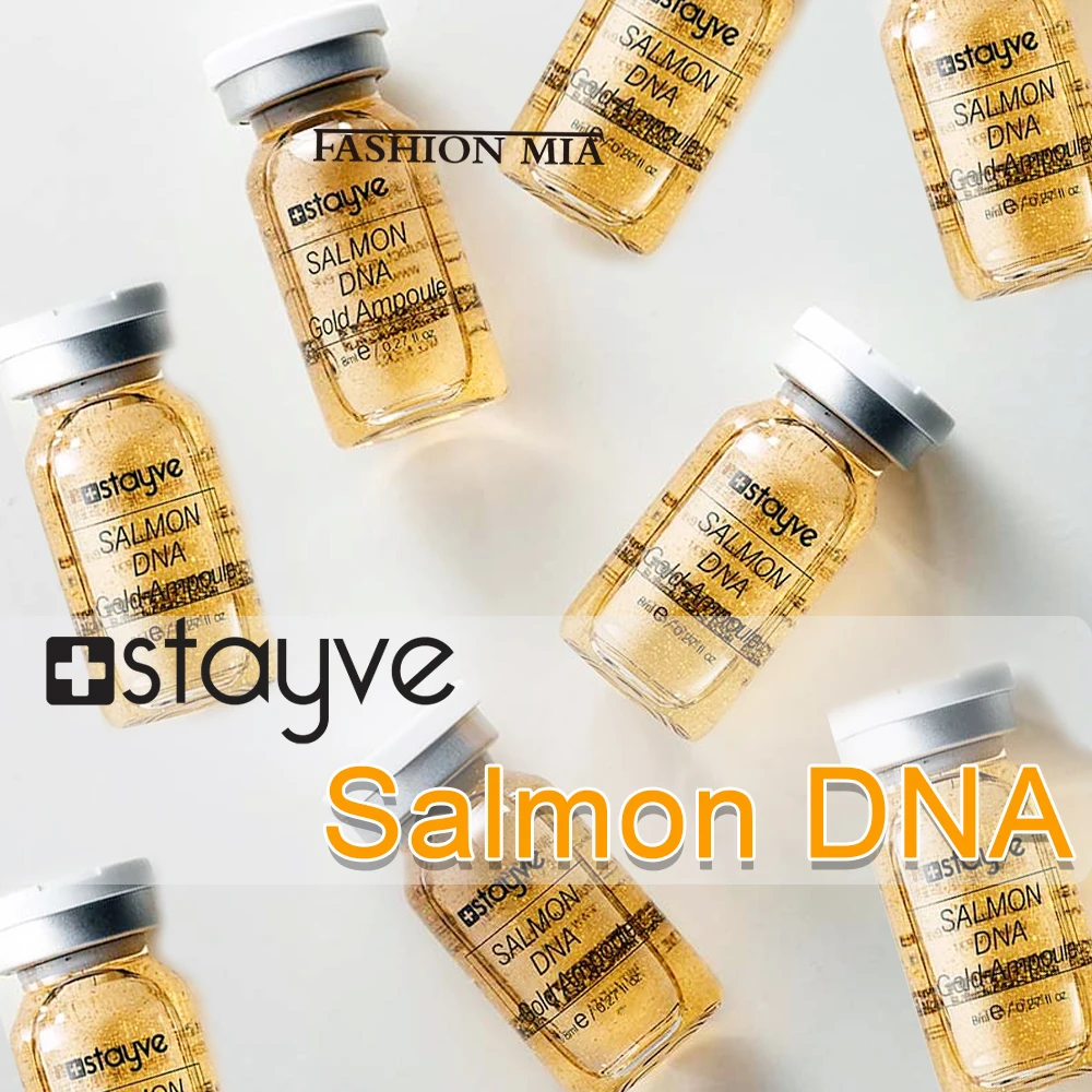 Stayve 8 مللي سمك السلمون للوجه DNA الذهب أمبولة الداعم مجموعة مصل تفتيح الميلانين الطبيعي تبييض ترطيب العناية بالبشرة