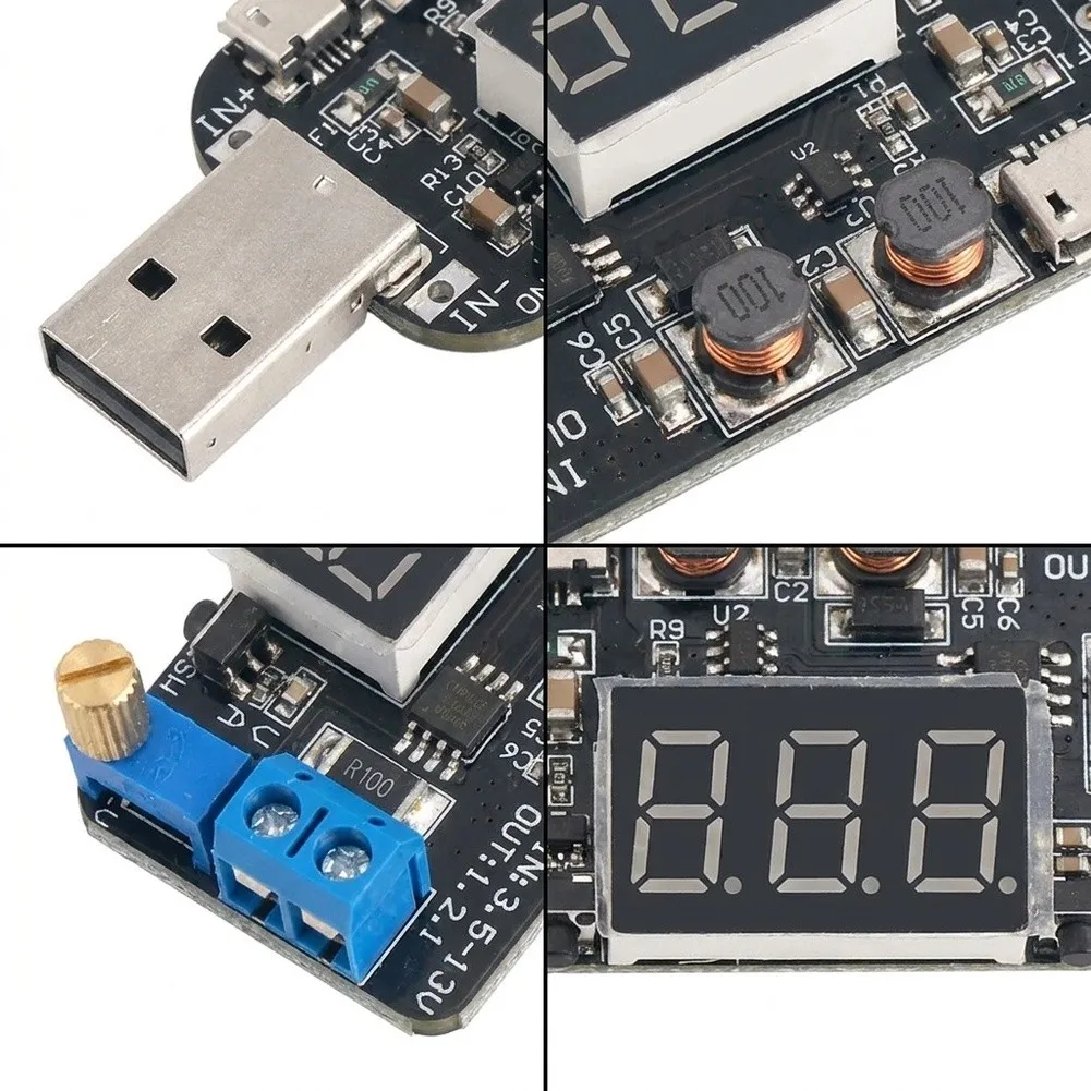 USB Boost Regulator Module 2A Output Adjustable 0.5V-30V with Digital Display for Embedded System Power Solutions