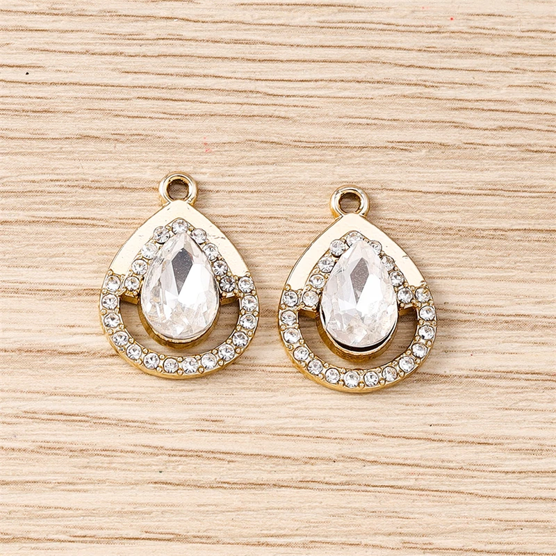 10 Stück, 15 x 20 mm, zarte Kristall-Wassertropfen-Anhänger zum Basteln von Schmuck, Ohrringen, Halsketten, Armbändern und als Accessoires für DIY-Geschenke. – Detail 9