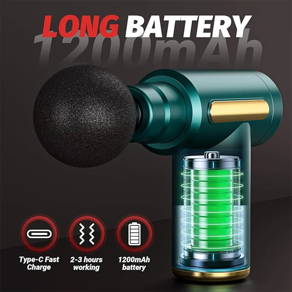 

Портативный ручной массажный пистолет для глубокого расслабления мышц, динамический вибромассажер для спины и фасций с дисплеем для ухода за телом