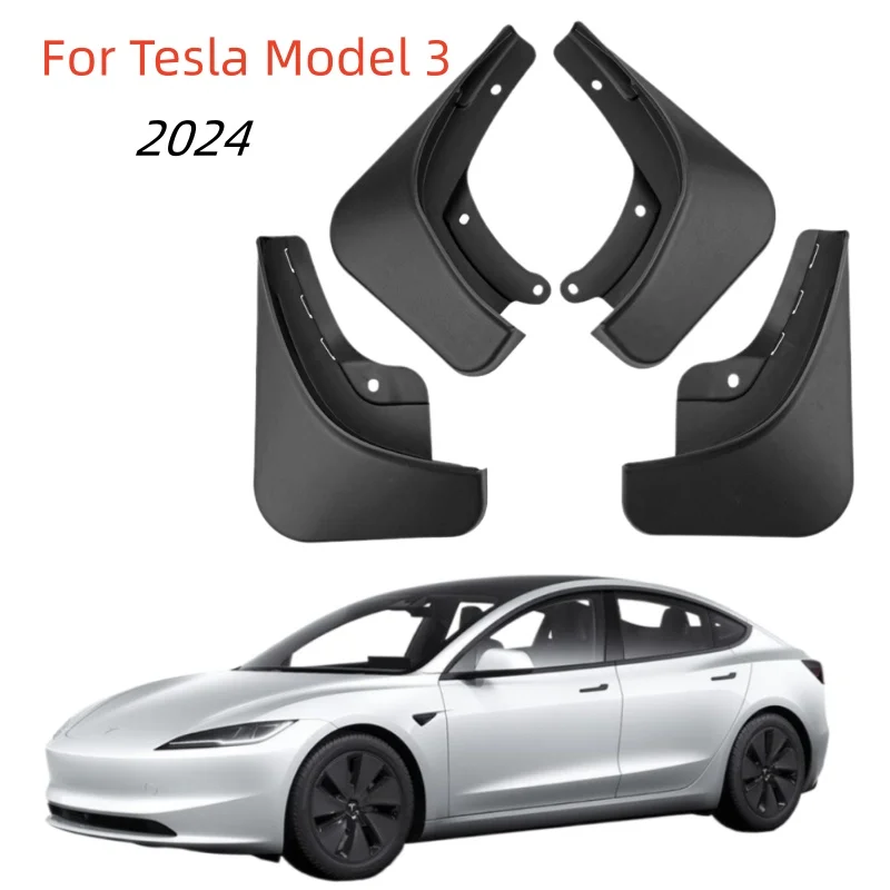 4Pcs Molded Mud Flaps For Tesla Model 3 22024 Set Mudflaps Splash Guards Flap Mudguards Front Rear Striker Accessories