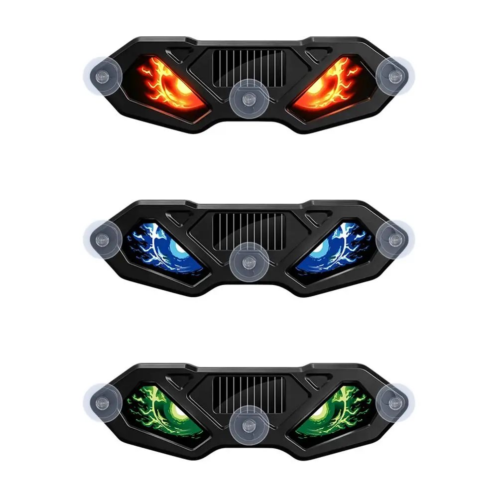 Solar Powered Solar LED Devil Eyes Car Lights Vibration Lights on Dynamic Display Car Demon Eye Light Wireless Suction Cup