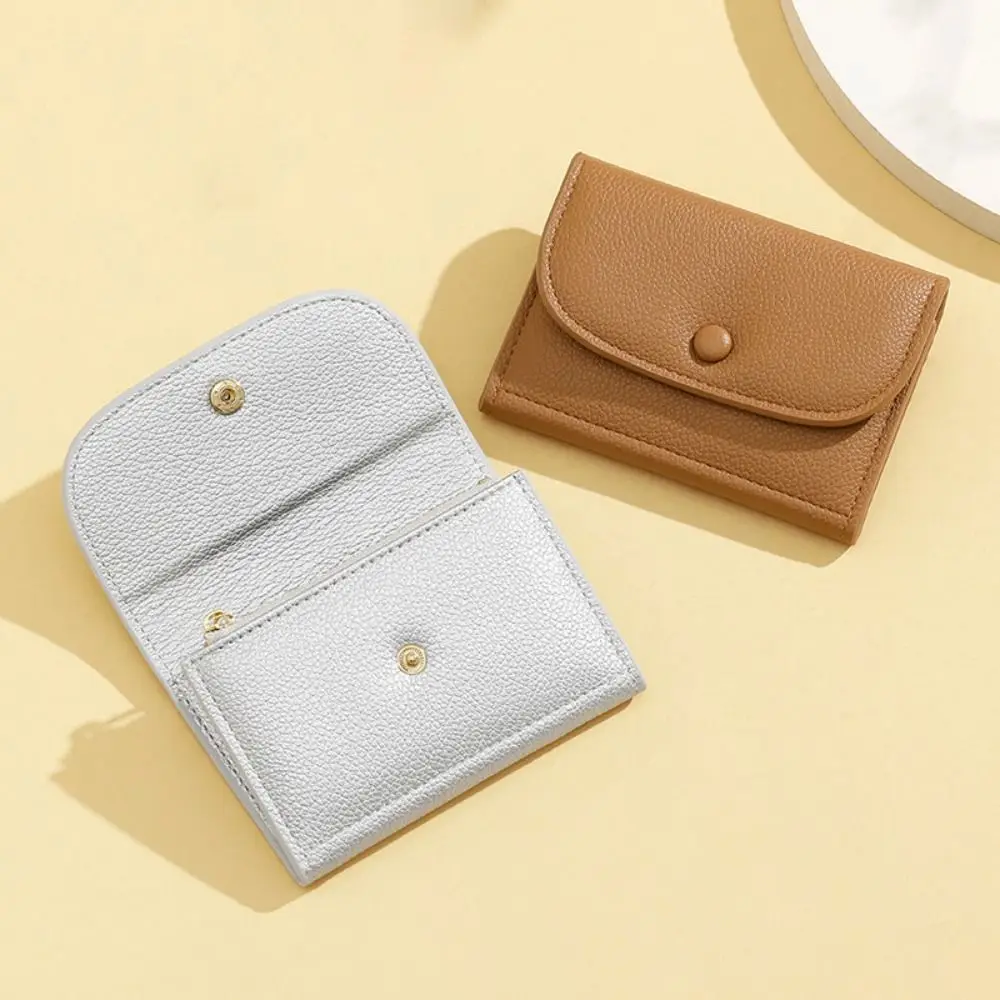 

Elegant Lychee Grain Coin Purse Ultra Thin Zipper Women Short Wallet Short Clutch Multi-function PU Leather Card Holder Women