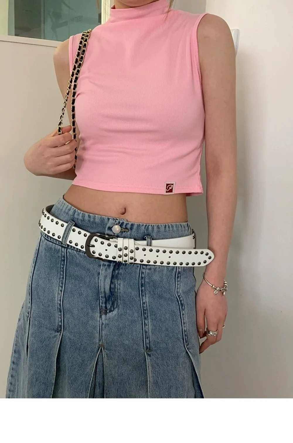 Mode Niet Gürtel Heavy Metal Gürtel Männer Frauen Punk Rock Stil Designer Gürtel Jeans Gürtel Y2K Gürtel Mode Dekoration frauen gürtel – Detail 9