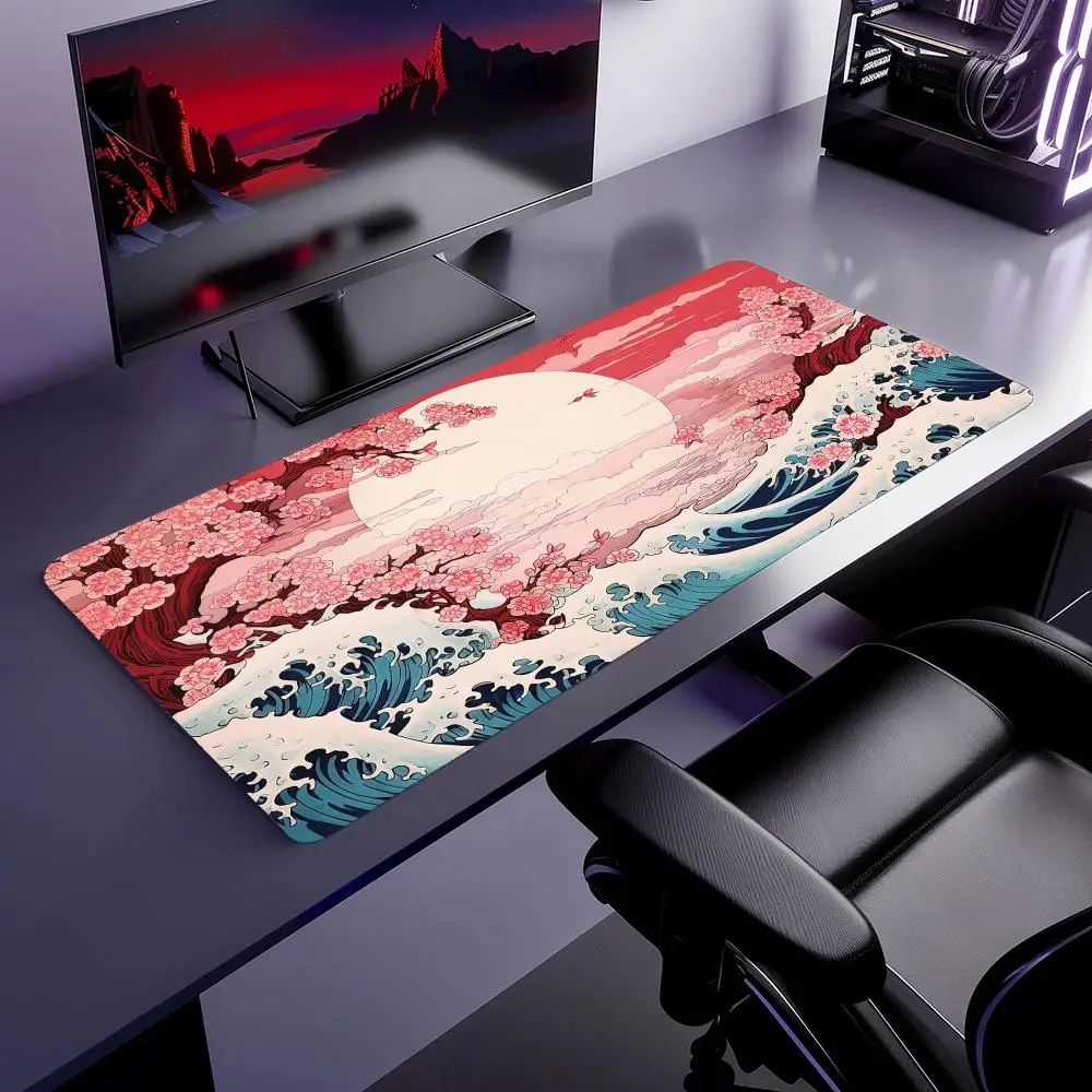 

Colorful Sakura Wave Japan Landscape Magic Party Game Mat Durable Rubber for MTG Games Mouse Pad Office Desk Rug Friendly Design