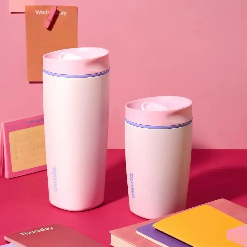 Термокружка Owala SmoothSip Slider из нержавеющей стали, 20 унций, многоразовая, для холодного и горячего кофе, без BPA