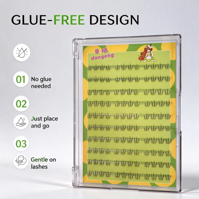 Self-Adhesive Glue Free Lower Eyelashes Natural Single Stem Under Eye False Lash Clusters Reusable No Glue Individual Lashes for Beginners Everyday Wear