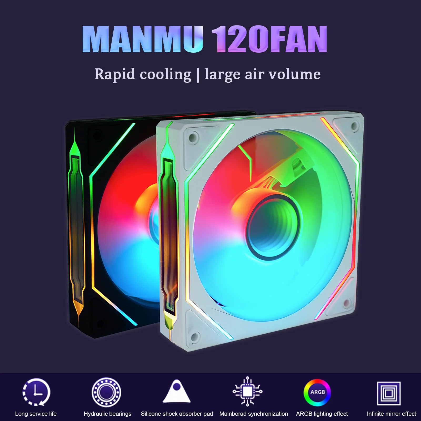 

MANMU High Speed Fan Cooler Pc 120 mm Rgb Fan 12V Cooling 3Pin/4Pin Pwm Fans
