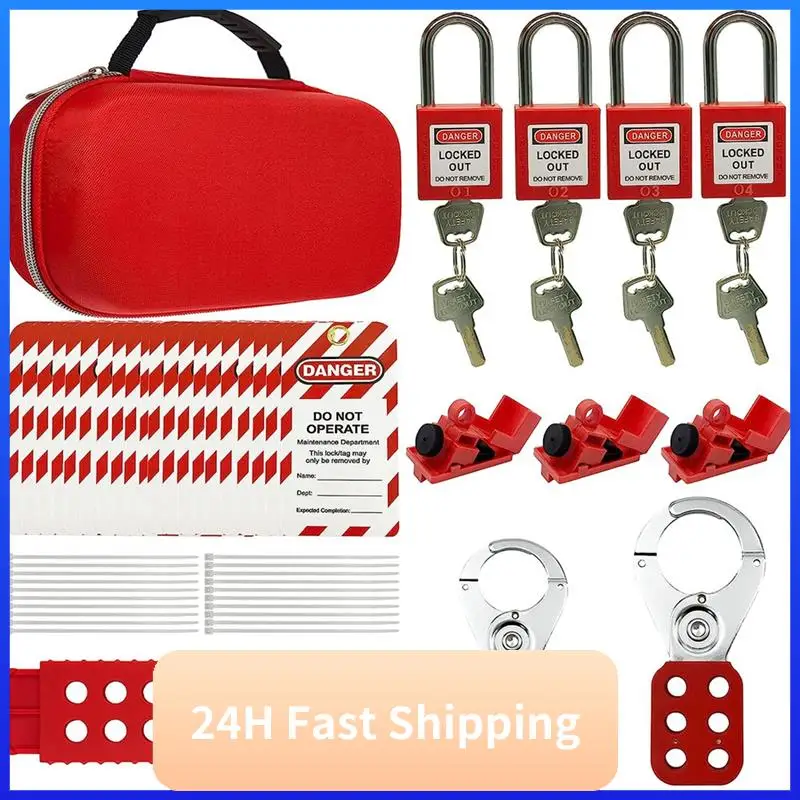 

Electrical Lottery-Electrical Lockout Label Kit + Safety Padlock, Safety Hasp Lock Kit,Warning Tags
