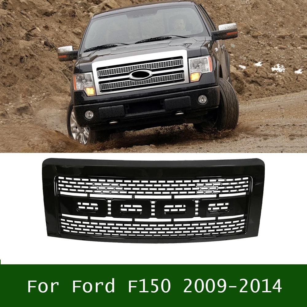 

For Ford F150 2009-2014 Car Mesh Cover Racing Grill Upgrade Bumper Grills Modified Pickup Parts Front Raptor Hood Grille