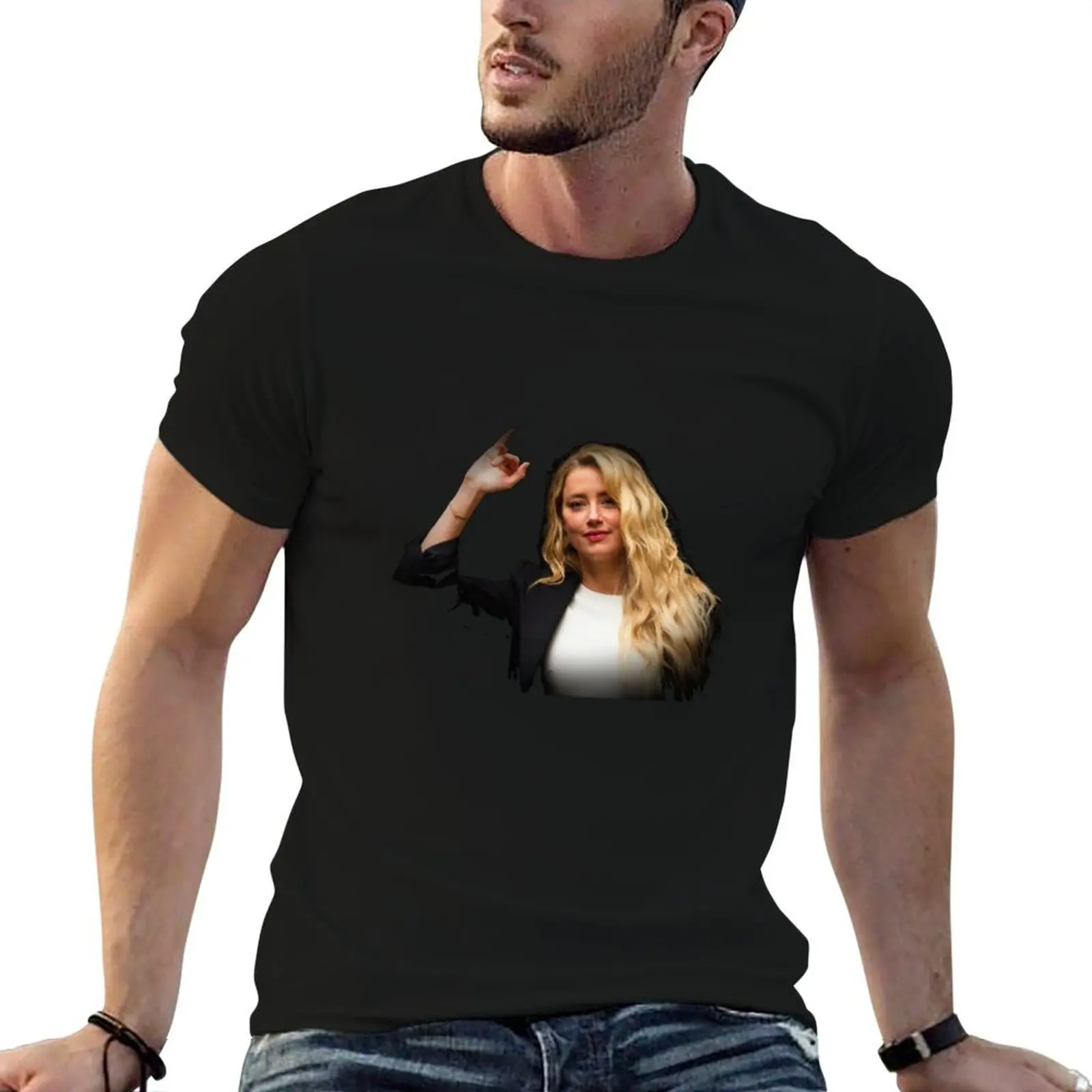 Amber Heard T-Shirt Plus Size Simple Casual Top