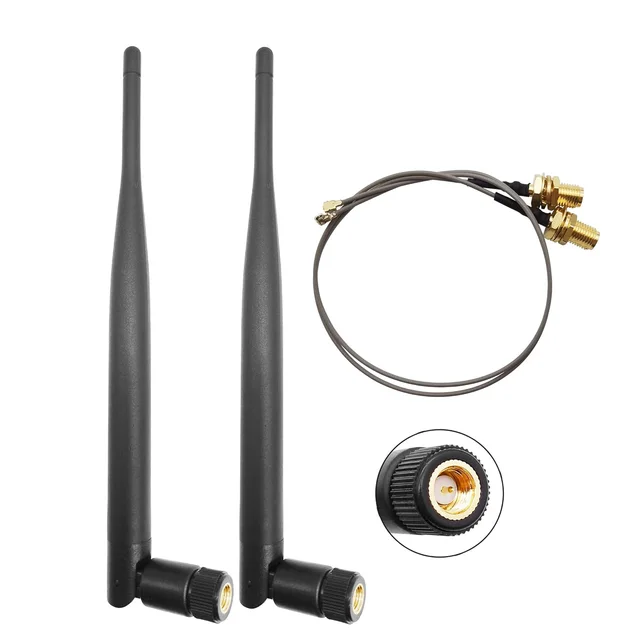 Antena LoRa 868MHz 915MHz Wewnętrzna Wszechkierunkowa Gumowa Antena 5dBi Wzmocnienie SMA Męski + Przedłużacz 15cm 2 szt.
