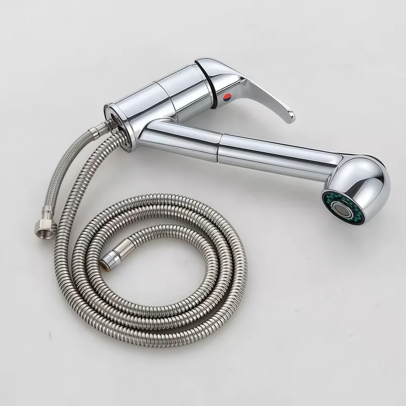 Kitchen Faucet - Zinc Alloy Pull-Out Swivel Cold/Hot Adjustable Sink Faucet for Vegetable Washing Basin