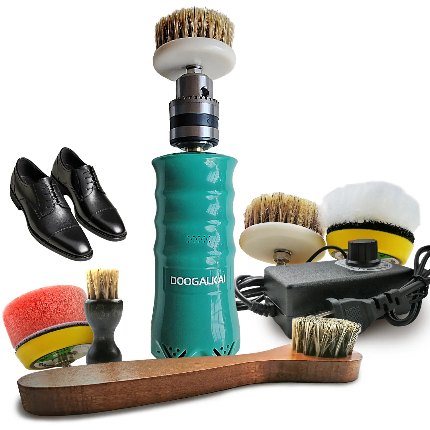 Electric Shoe Shine Kit, 60W Electric Shoe Polisher Brush Shoe Shiner Dust Cleaner Portable Leather Care Set for Shoes