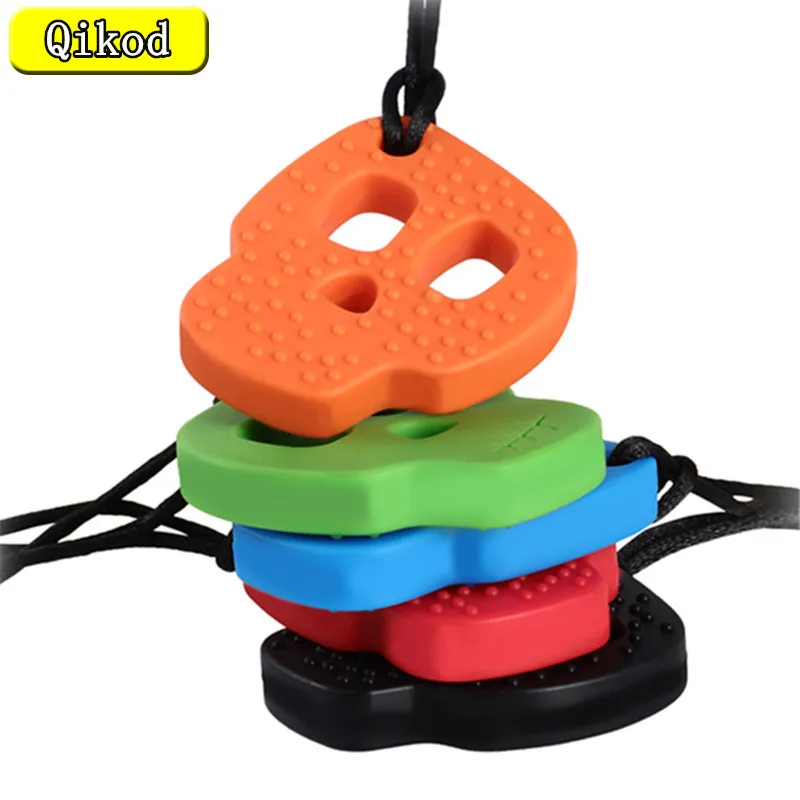 1PC Baby Teether Silicone Skull Chew Necklace Autistic Baby Silicone Teether Autism Sensory Chewy Toys Autism ADHD Teething Care