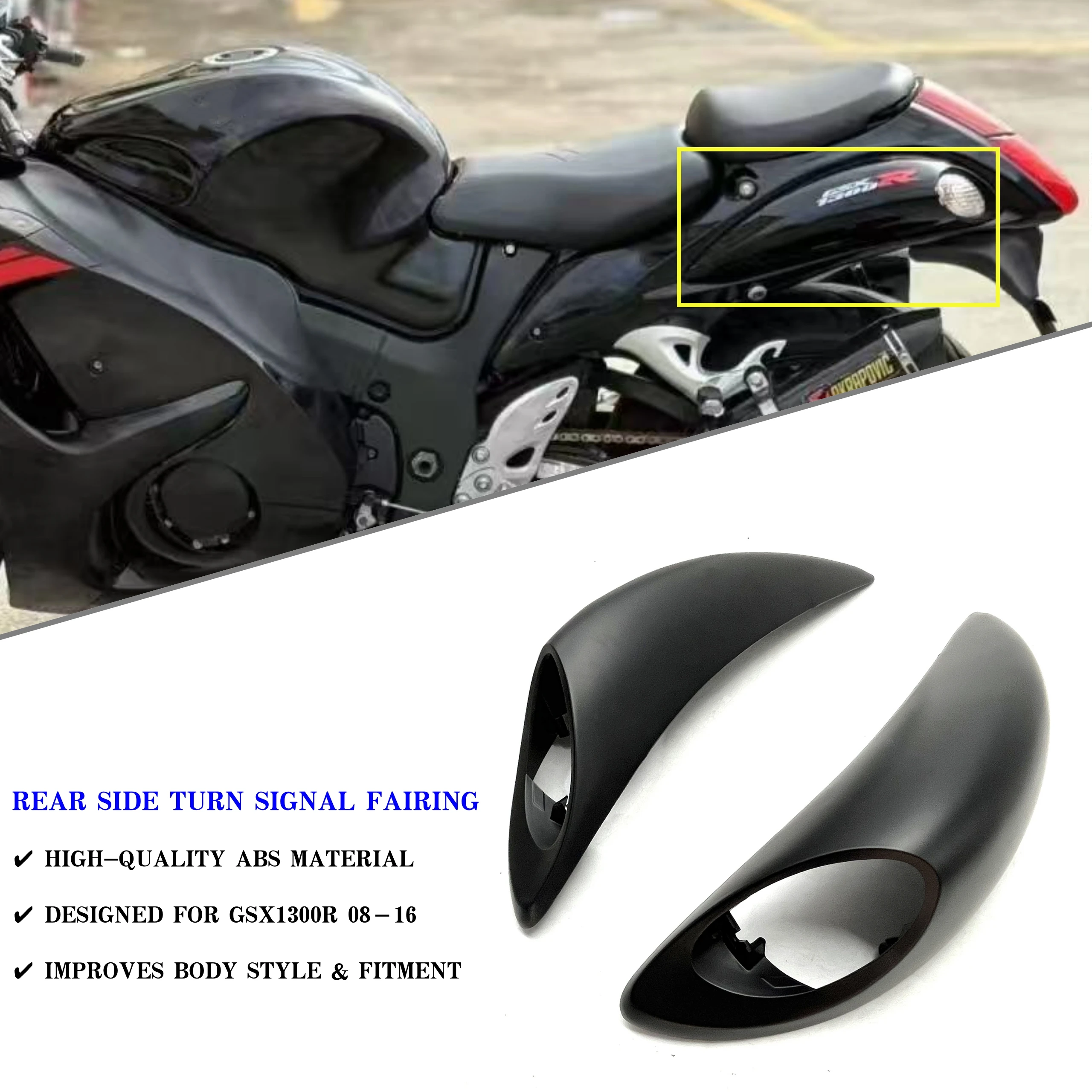 

Rear Side Turn Signal Fairing for Suzuki Hayabusa GSX1300R GSXR1300 2008 2009 2010 2011 2012-2016 Motorcycle Bodywork ABS Kit