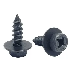 10pcs Black Self-tapping Screws Cross Hexagon Bolts with Gasket M6 6mm for Car Motorcycle Bumper Fender Engine Guard