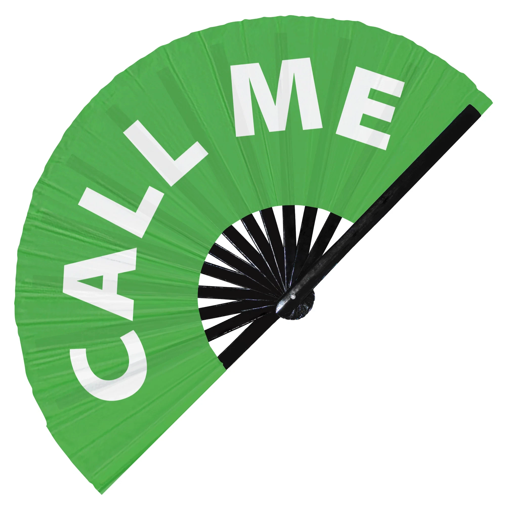 CALL ME Folding Hand Fan, Bamboo Foldable Hand Fan for Boots on The Ground, Dancing. Music Festival, EDM, Church, Wedding, Party