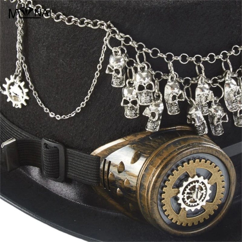 Steampunk Top Hat With Goggles Halloween Bowler Top Steampunk Time Hat