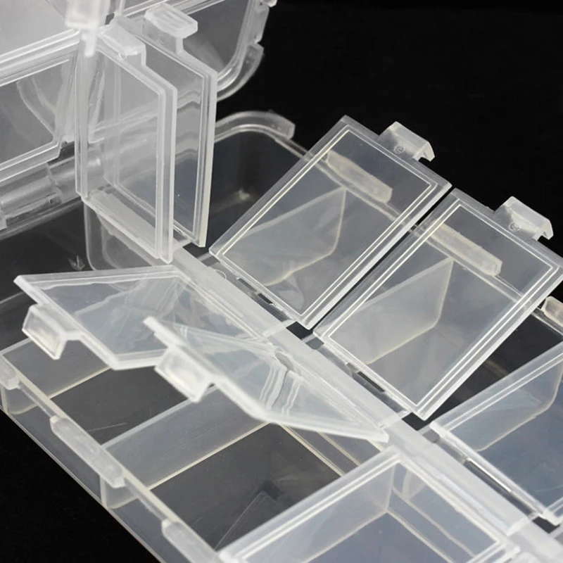 WEIHE mini Fishing Tackle Box Red 10 Compartments for Small Clear Plastic Waterproof Hooks Lures Baits Fishing Accessories