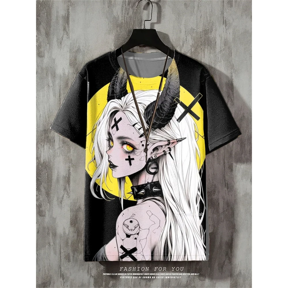 Anime Men\'s T-Shirt Trend Fashion Street T-Shirt Hip-Hop Loose Short Sleeved Anime T Shirt For Men Clothing Casual Fashion Top