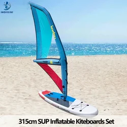 Portable Stand-up Windsurfing Set Water SUP Inflatable Kiteboards with Dual Tail Fins Inflatable Stand Up Paddleboard SUP Board