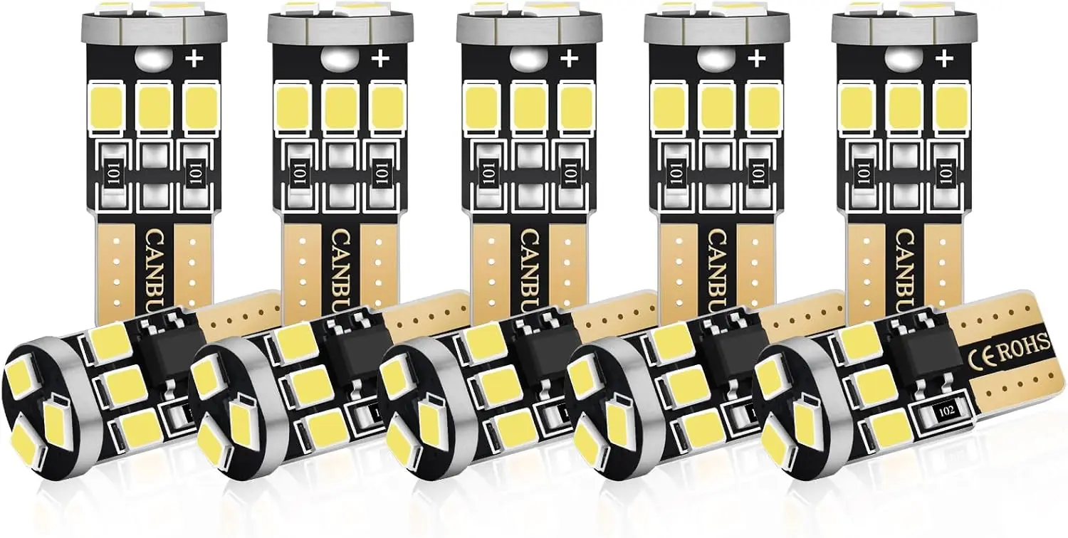 

194 светодиодная лампа T10 W5W 2825 158 192 168 Canbus 9SMD 2835 Чипсет 6000K Белый Неполярный для салона автомобиля Купол Карта Дверь уважения