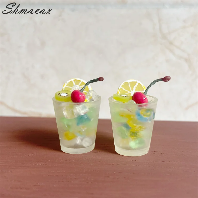 Dollhouse Mini Colorful Mini Fruit Ice Drink Cup Kitchen Food Toy Model Dolls House Scene Decor Accessories Photography Props