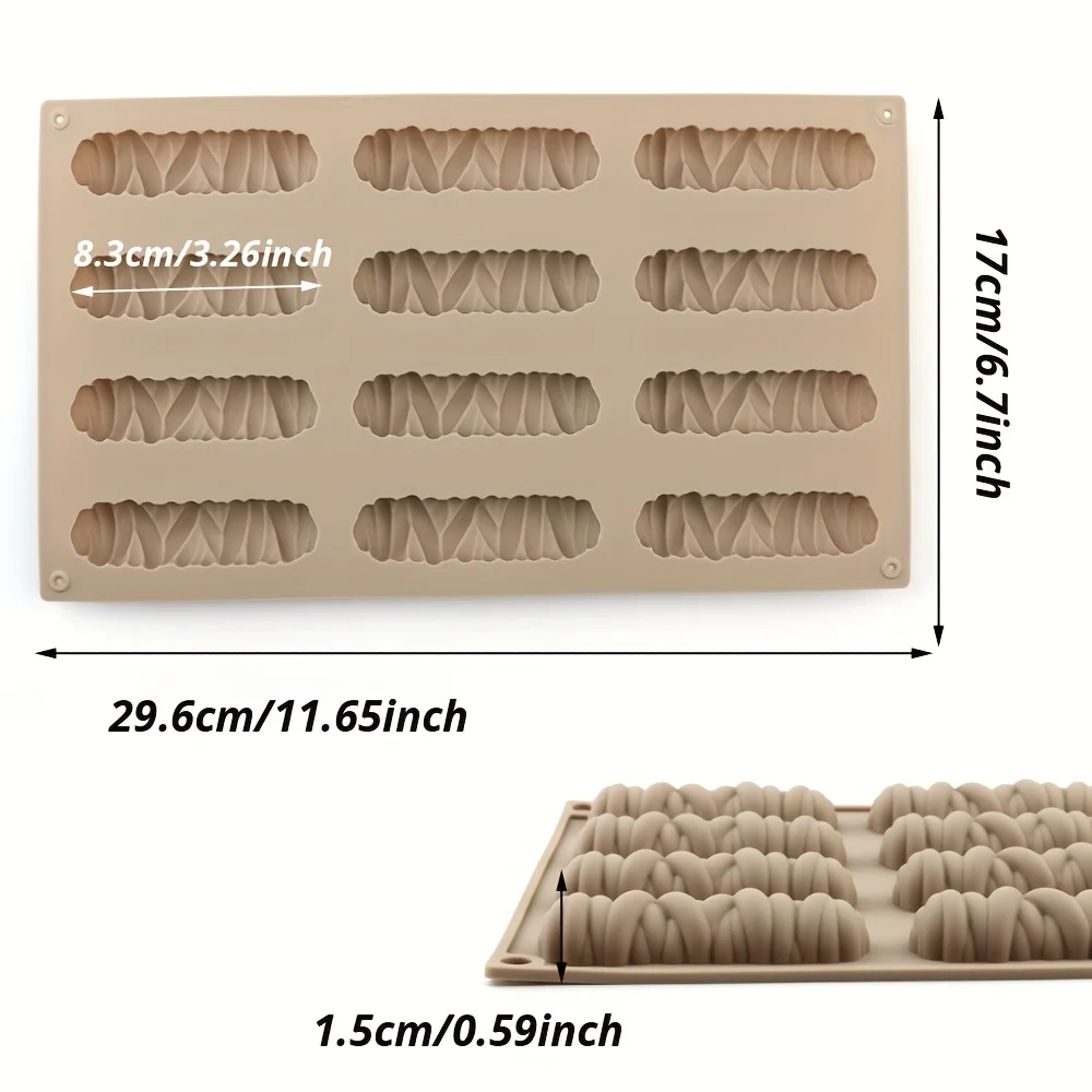 1 Silicone Spiral-Shaped Long Cookie Mold, Silicone Mousse Rectangular Cake Mold Baking Tool That Can Make Cakes, Chocolate Bars, Mousse, Cookies, Crayons, Etc - view 2