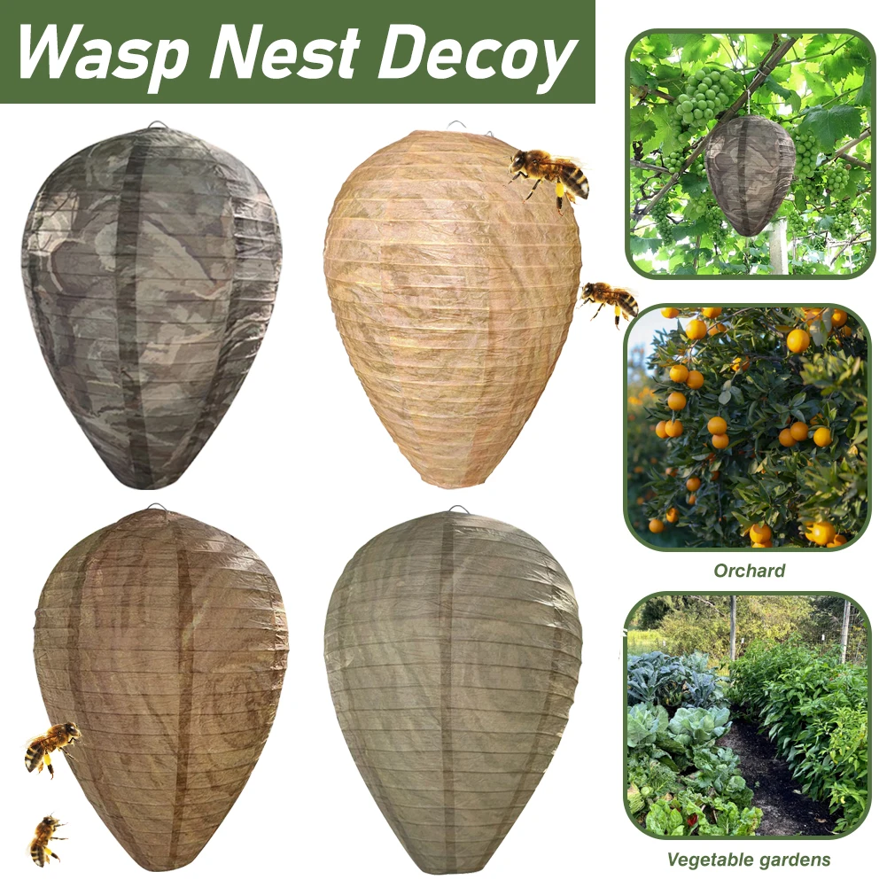 2-5pcs Hanging Wasp Deterrent Paper Hornet Fake Wasp Nest Repellent Hornets Safe Fake Trap Safe Garden Repellent Trap for Yard ﻿